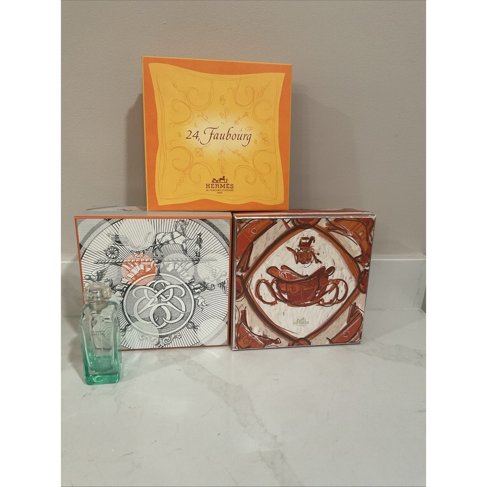 Hermes Boxes Lot Including 24, Faubourg Box & Un Jardin Sur Le Nil Empty Bottle